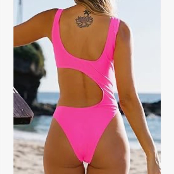 Neon Colorblock Cutout One Piece Swimsuit - Picture 2 of 6